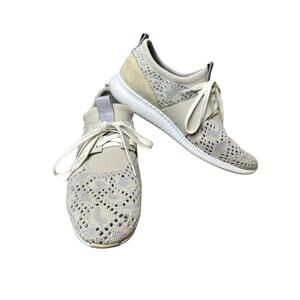 Women’s Cole Haan Studiogrand Lace Up Knitted/ Woven Beige Cream Shoes Size 8